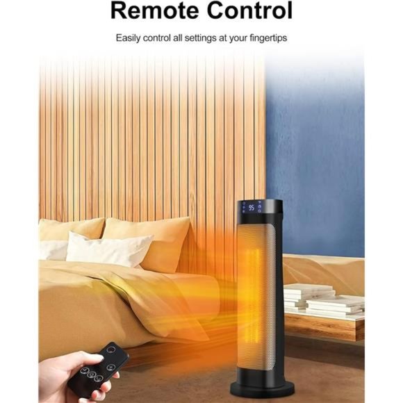 Space Heater, 1500W Fast Heating Ceramic Electric Heaters with Remote, (Black) - Picture 5 of 6